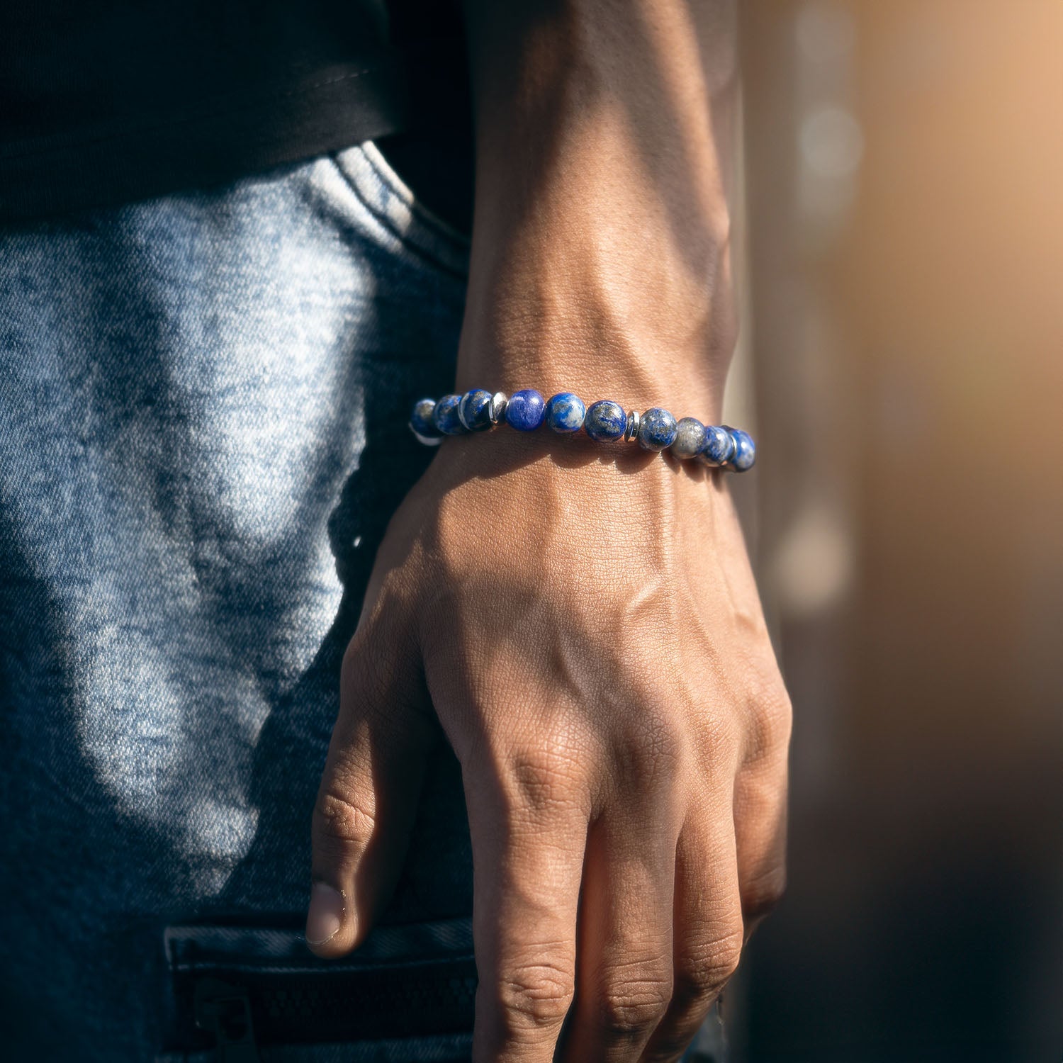 Natural Stone Jewellery Wisdom Lapis Natural Stone Elastic Bracelet