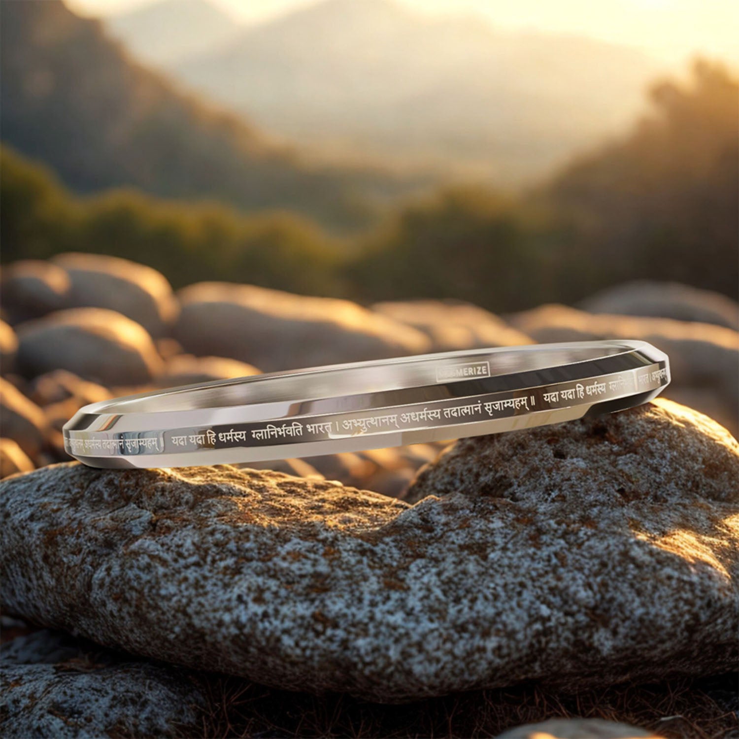 Yada Yada Hi Dharmasya Mahabharat MicroCarved Round Kada Silver