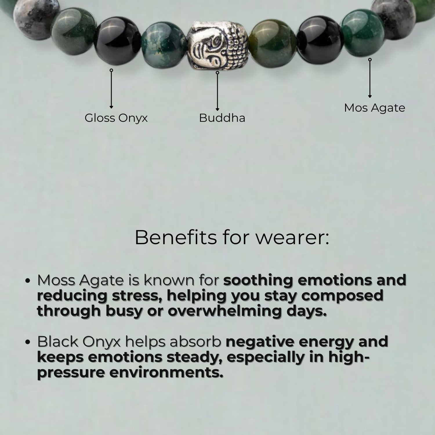 Natural Stone Jewellery Zen Moss Agate Natural Stone Natural Stone Buddha Bracelet With Magsnap