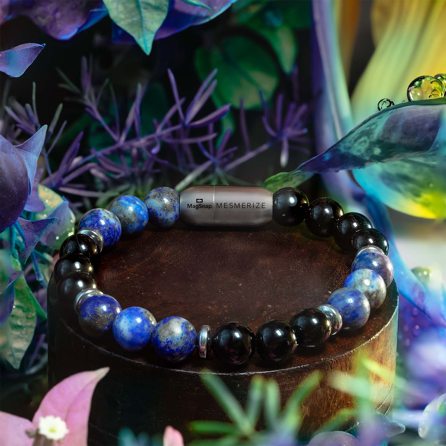 Natural Stone Jewellery Knowledge Gloss Onyx And Lapis Lazuli Natural Stone Bracelet With Magsnap