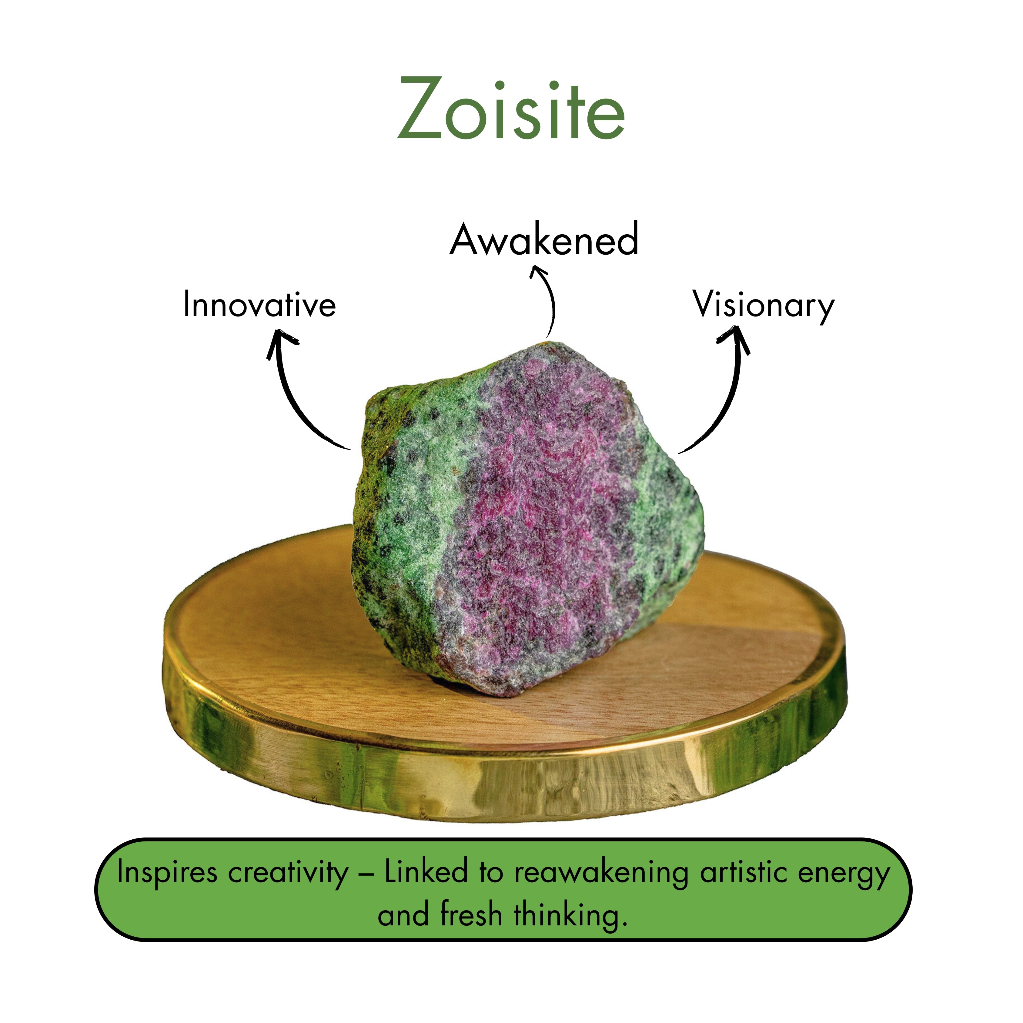 Alchemy Raw Ruby Zoisite Stone With Mango Wood Coaster